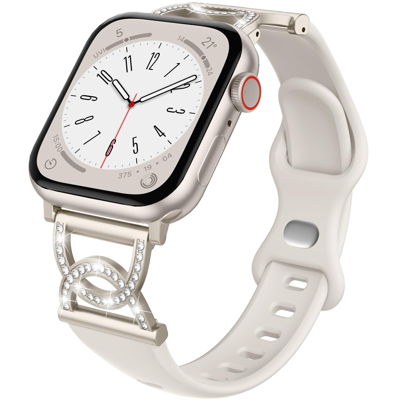 DaQin Slim Silicone Band 38mm/40mm/41mm/42mm(series 11 10), Diamond Starlight
