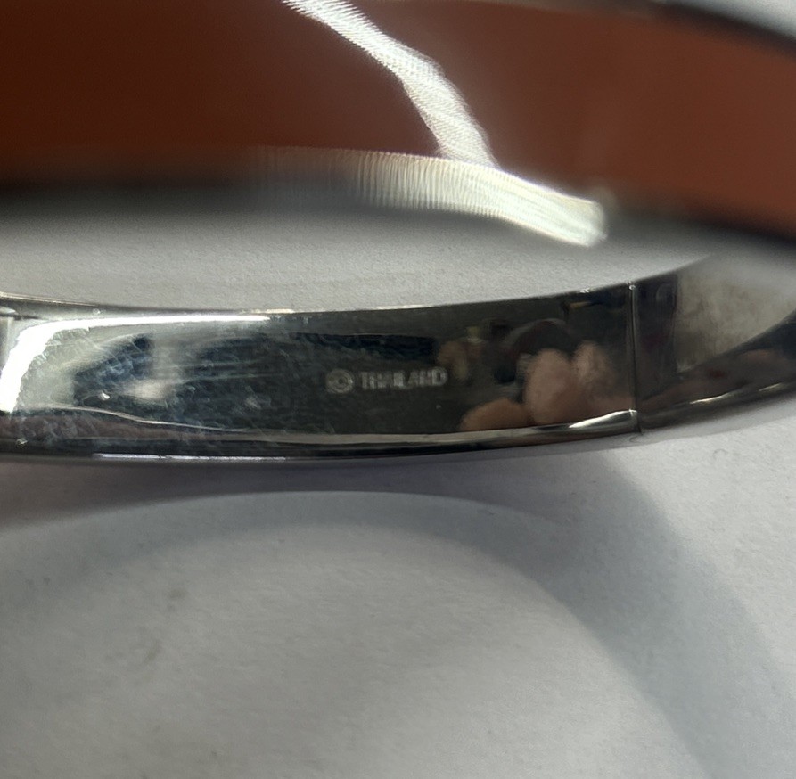 Coach Signature C Logo Hinged Bangle Bracelet in Orange Enamel & Silver