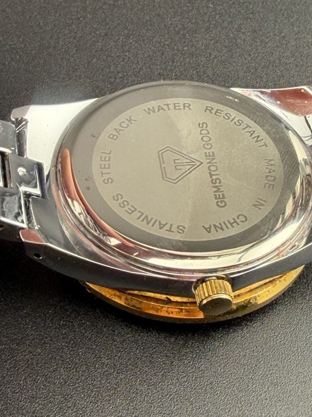 Gemstone Gods Iced-Out Two-Tone Roman Num. Crystal Bling Watch NEW BATTERY 42mm