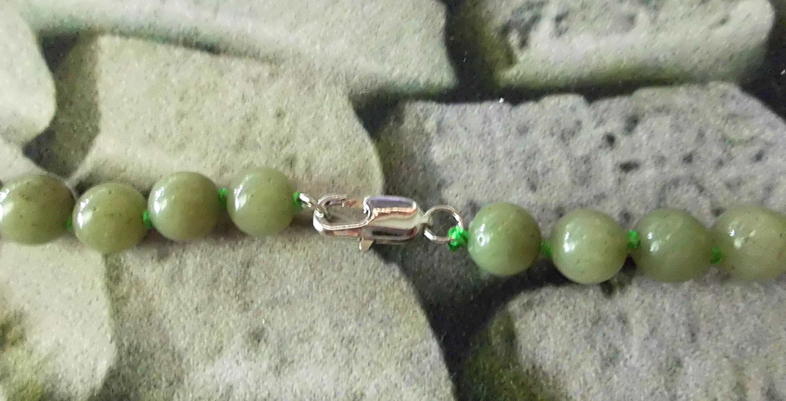 JADE Organic Burma 8mm HAND KNOTTED 18″ Necklace w Silver Lobster Claw New *USA