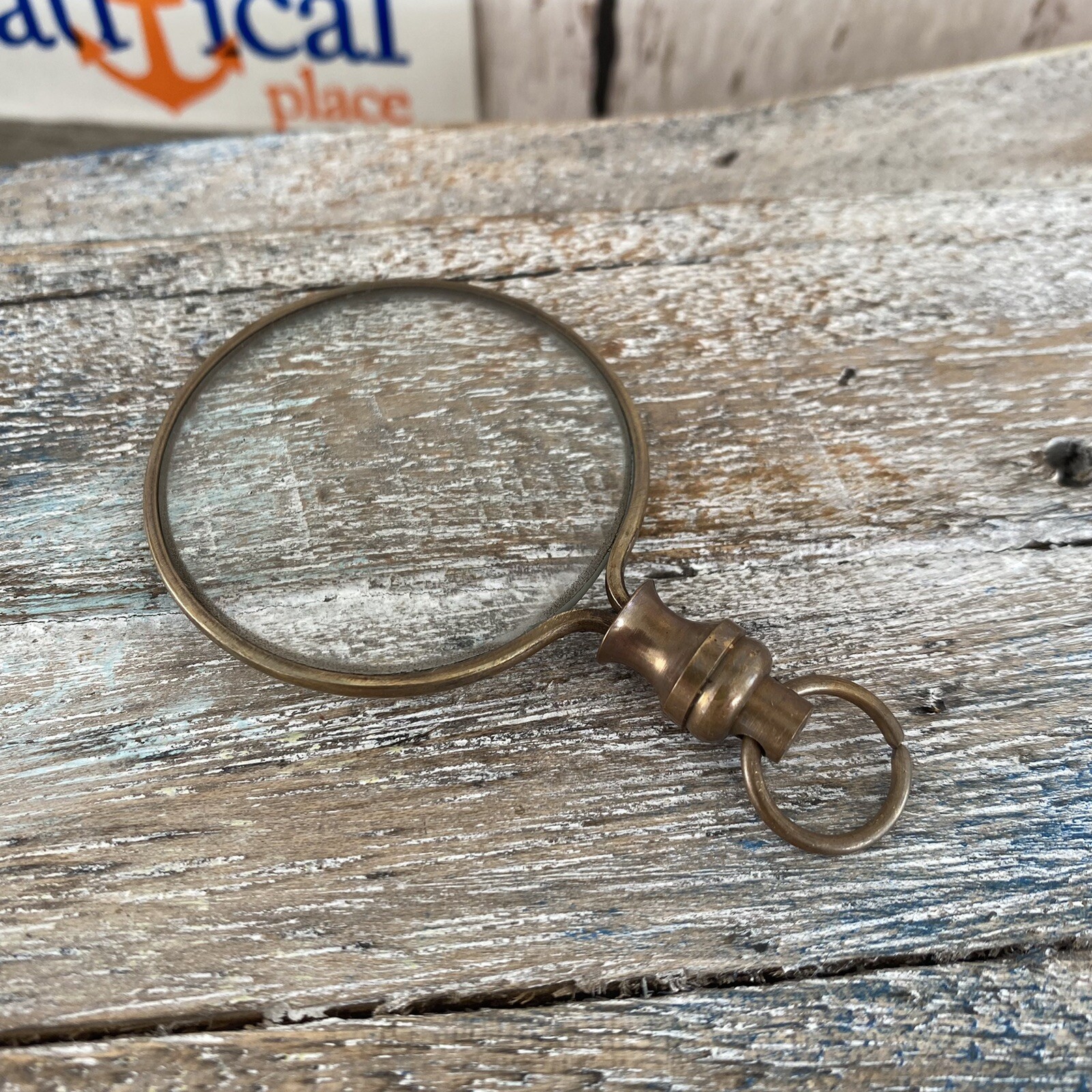 Magnifying Glass Necklace w/ Optional 27″ Chain, Brass Magnifier Monocle Pendant
