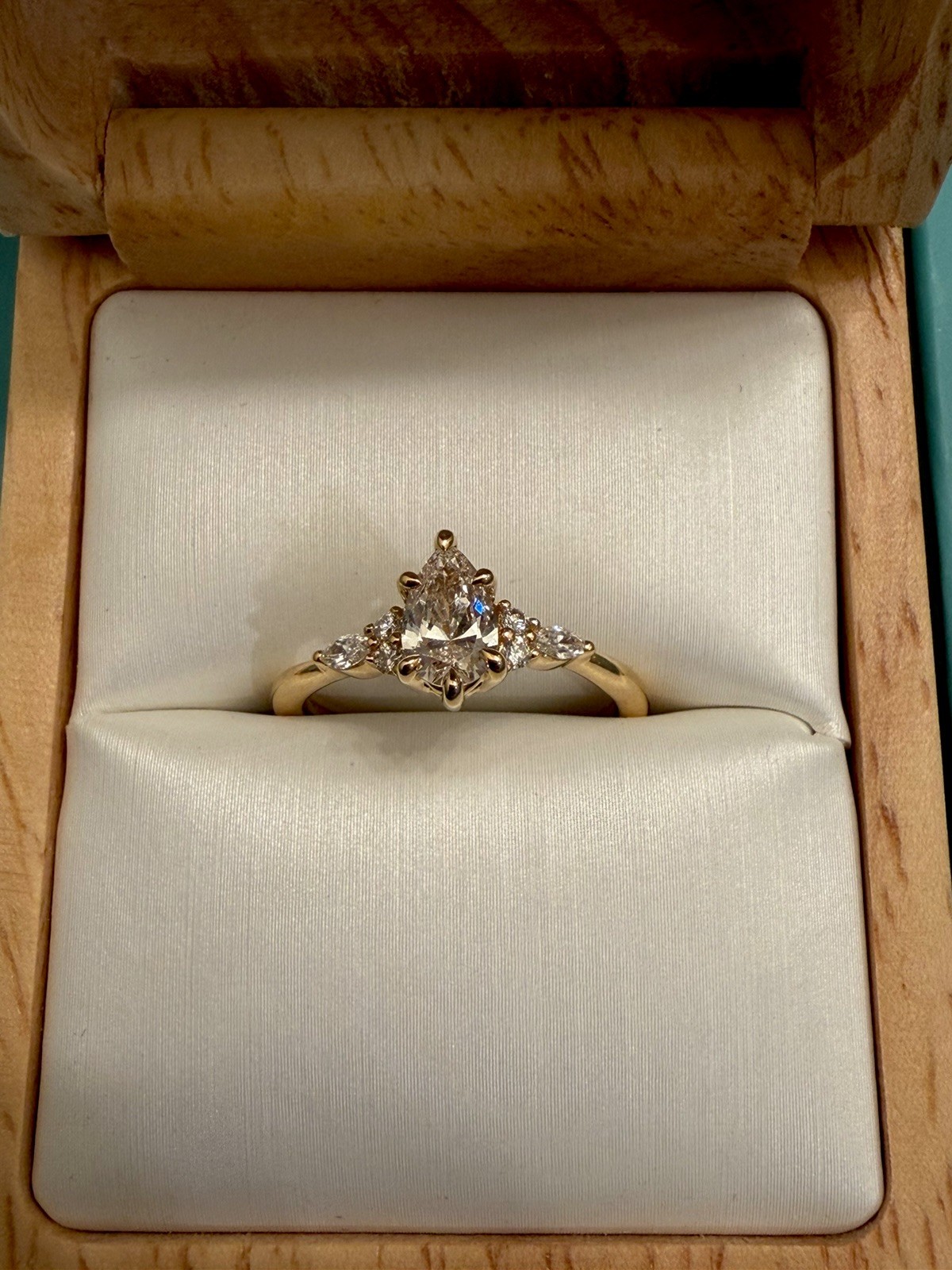 Brilliant Earth Nadia 18K Yellow Gold Ring 0.50ct Pear Diamond J VVS2 GIA