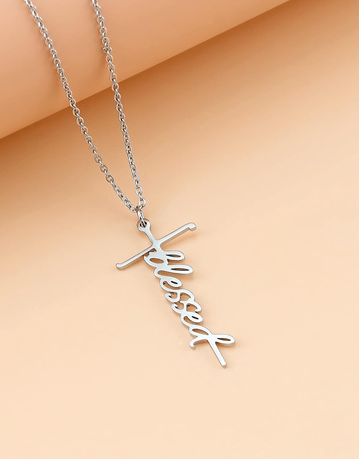 Stainless Steel Faith Cross Pendant Necklace for Women – 18-Inch Gift of Belief