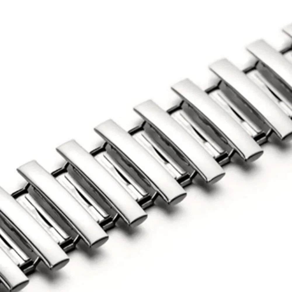 12 14 16 18 20 22mm Stainless Steel Elastic Strap Polished Band Metal