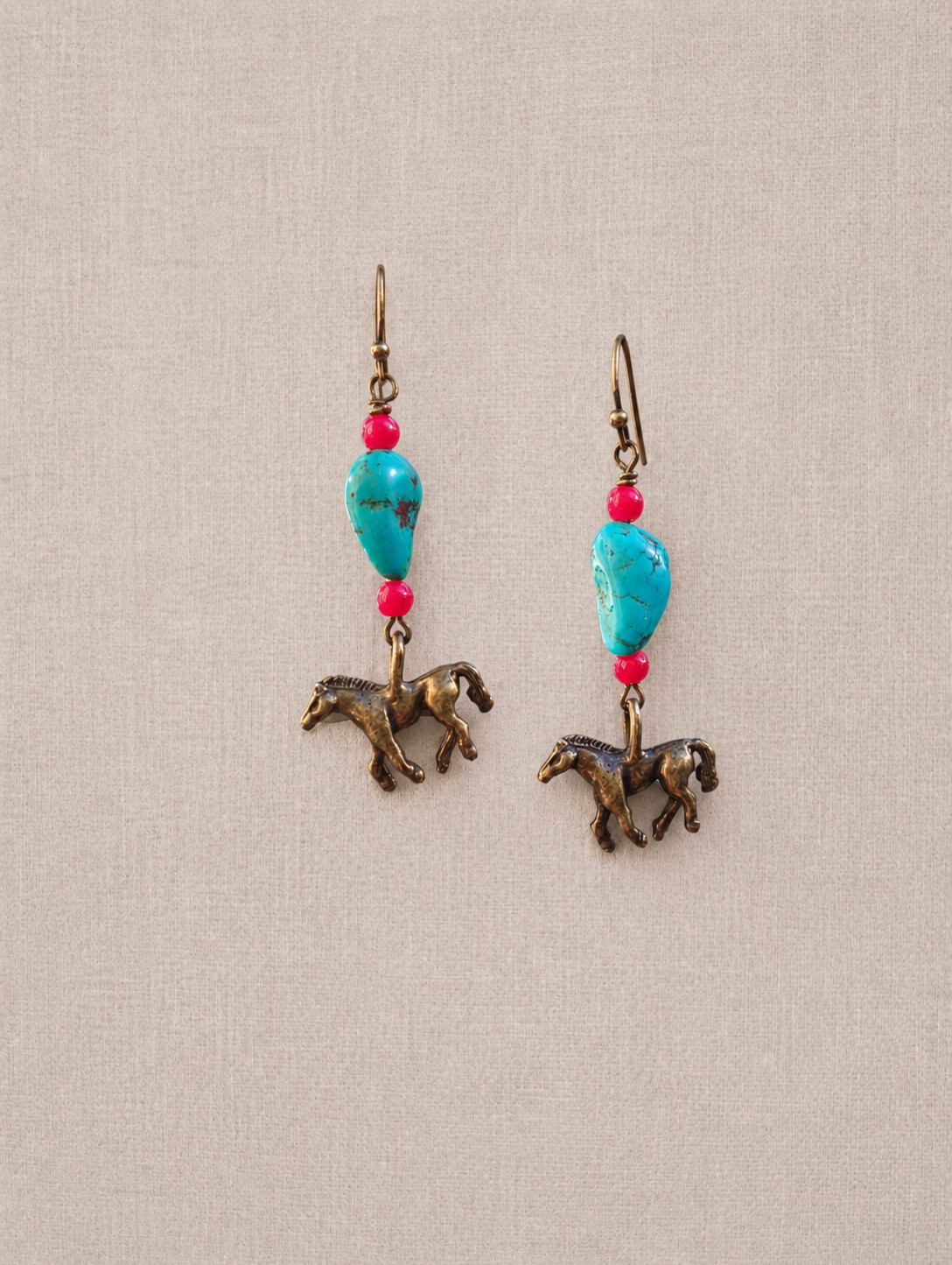 Horse & Turquoise Earrings Handcrafted
