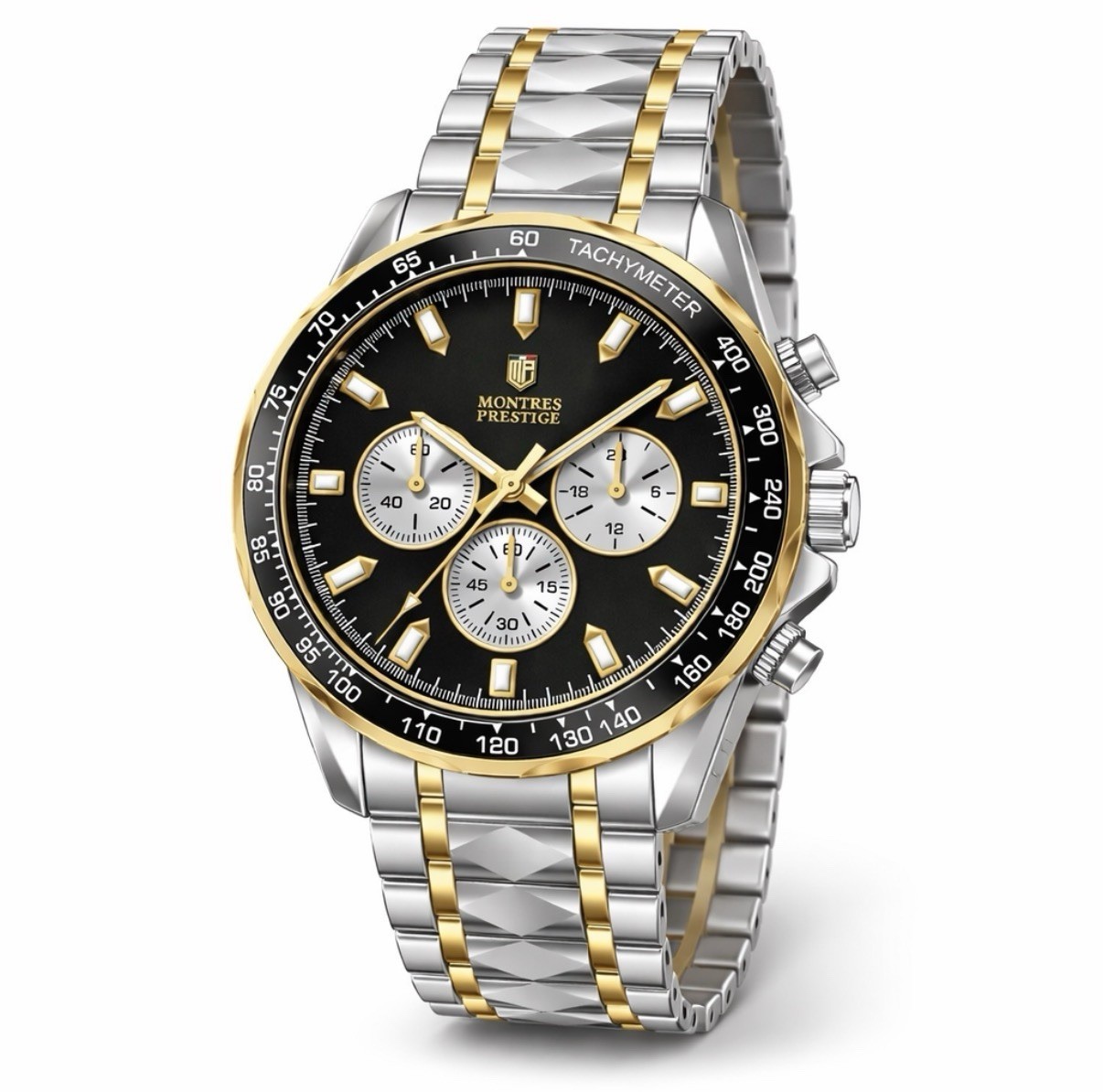 New Invicta Montres Prestige Mens MPW-0347 44.5mm Stainless Two-Toned Black Face