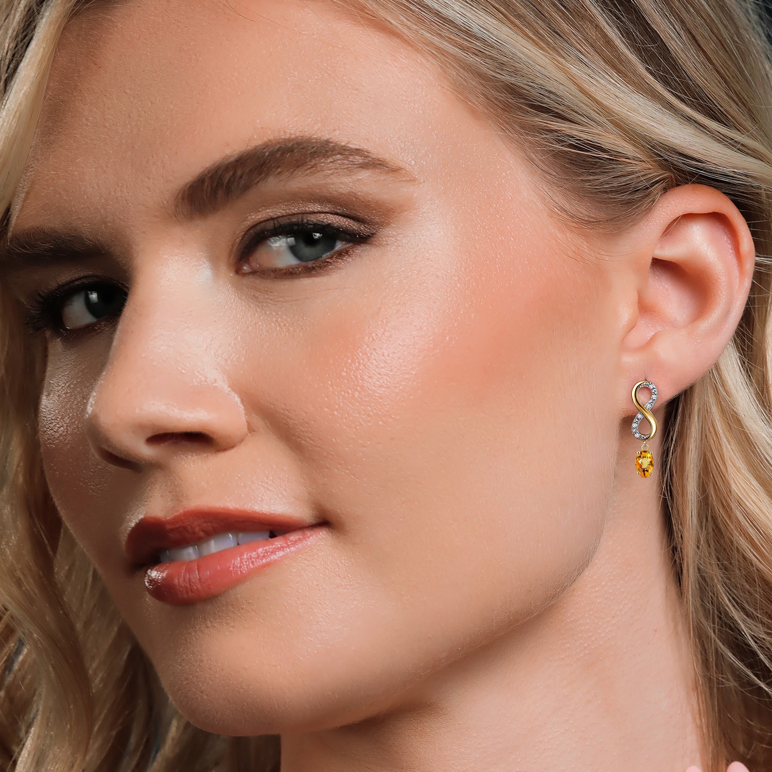 925 Silver and 10K Yellow Gold Yellow Sapphire and Lab Grown Diamond Dangle