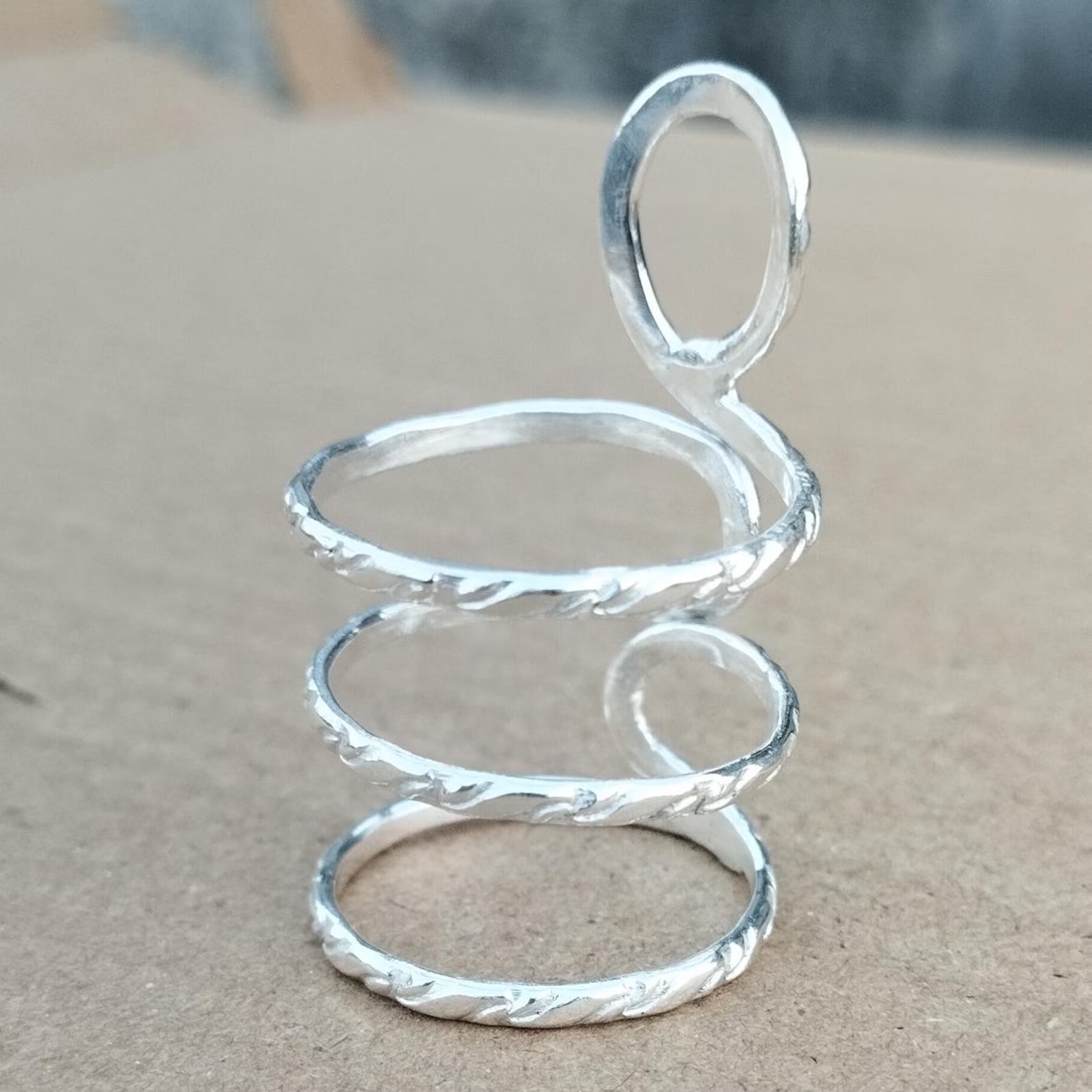925 Sterling Silver, Solid Silver, Right Hand Ring, Unisex, Full Finger Ring
