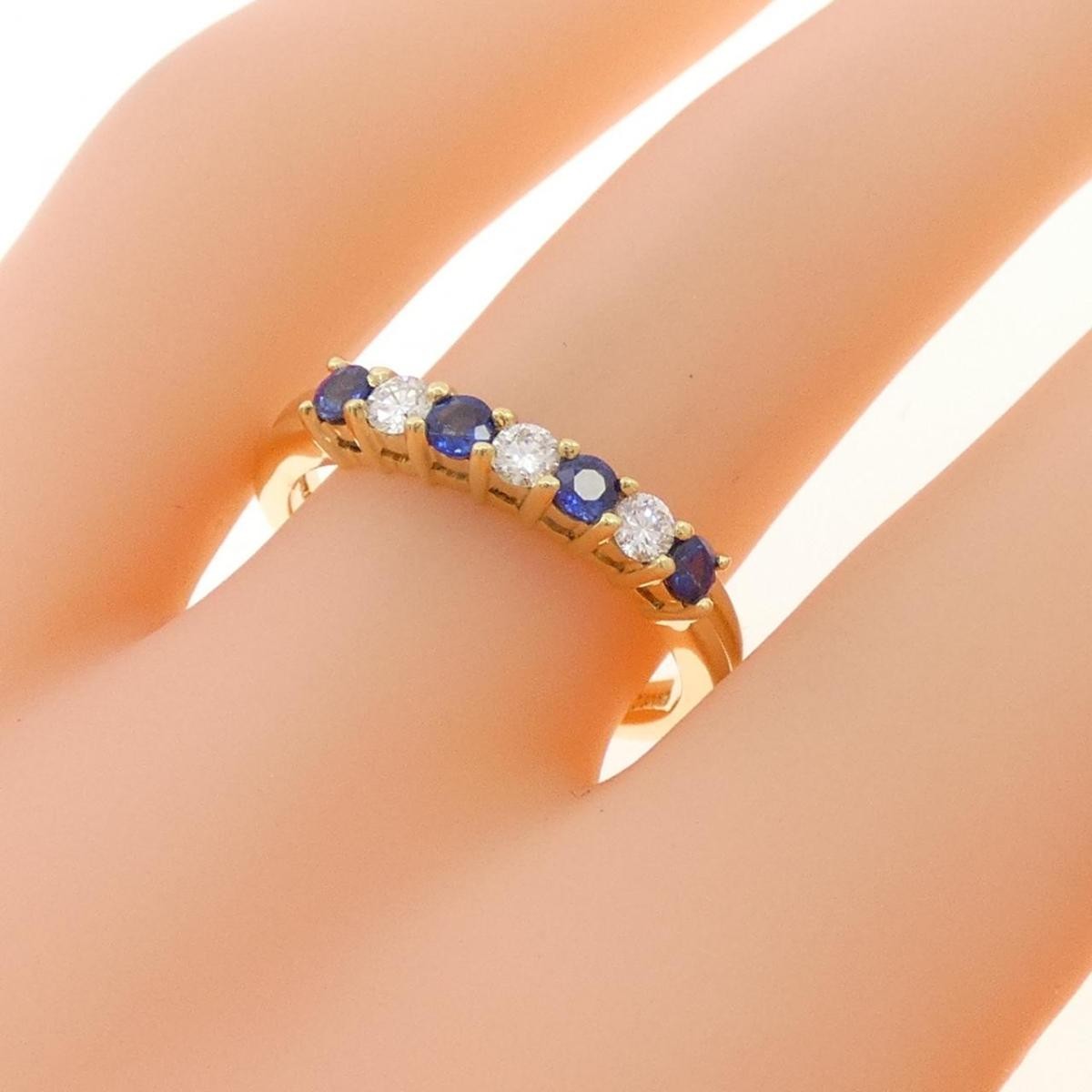 Tiffany & Co. Sapphire Ring Diamond 750 Yellow Gold US 6-6.25 EU 52.5 Ladies