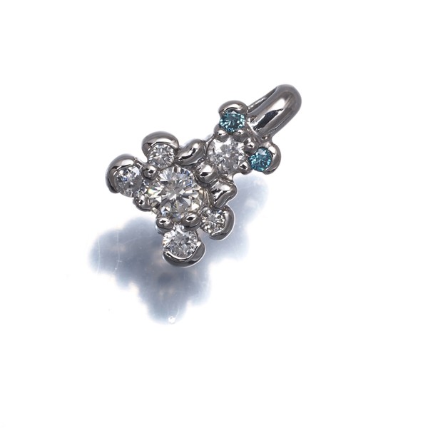 Blue&Clear Diamond 0.23ct Bear Pendant 900 Platinum