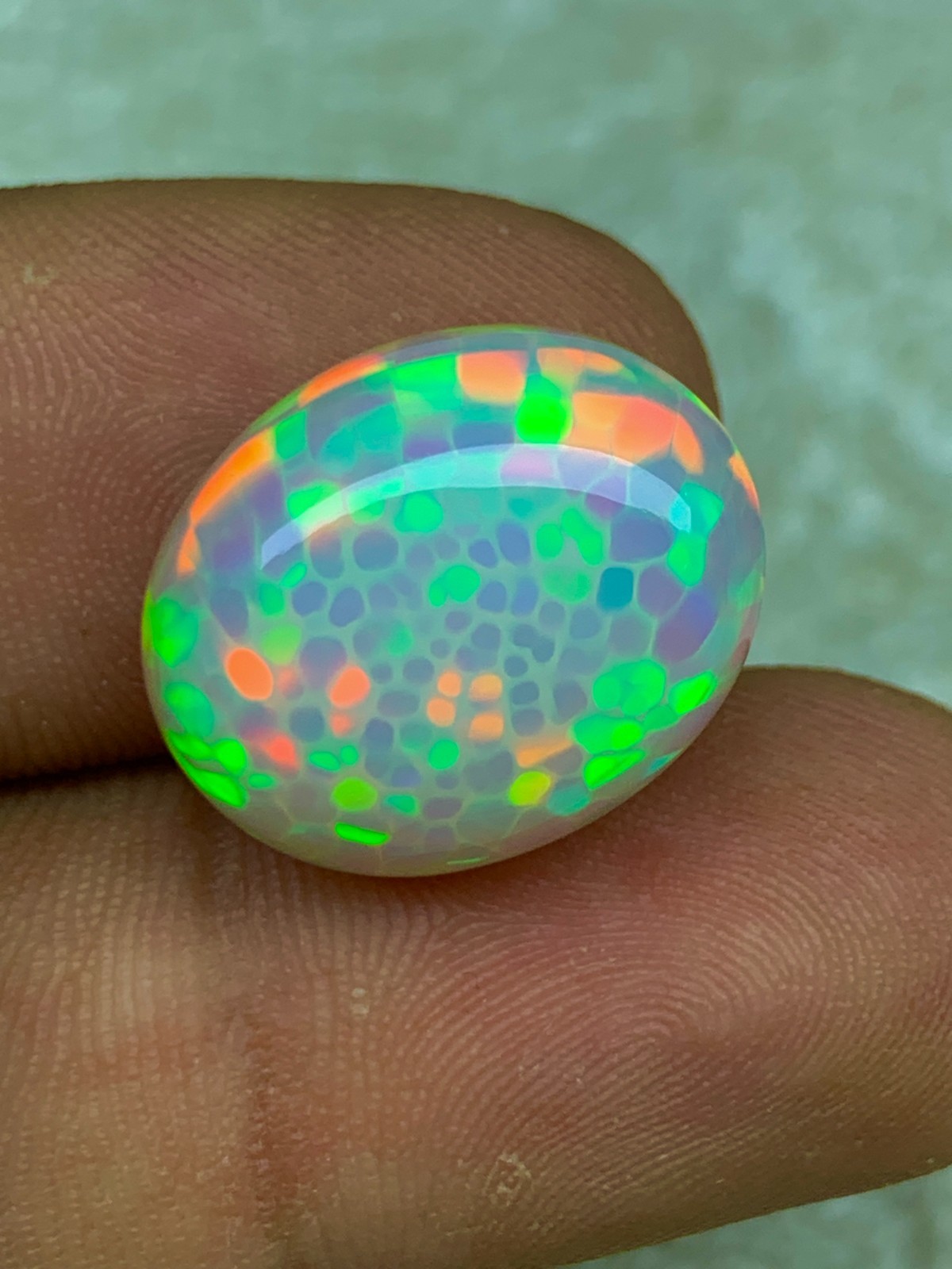 Perfect Honeycomb 12.90crt Natural Ethiopian Welo Opal Oval Cabochon Loose Gem