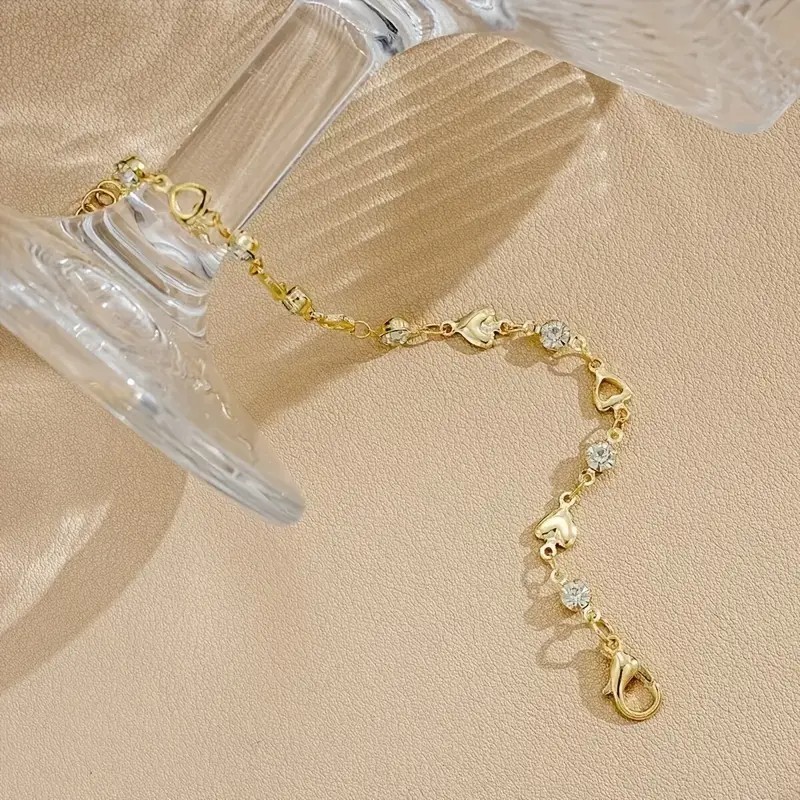 Women’s Fashion Heart Zircon Bracelet INS Hollow Out Bracelet Zinc Alloy
