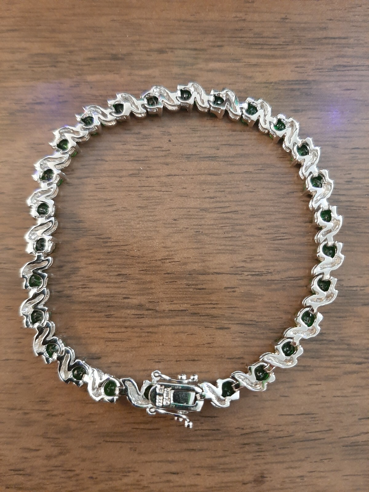 6.75 Ctw CHROME DIOPSIDE BRACELET 925 silver tennis-jewelry 13gr. 7.25 in. NWOT