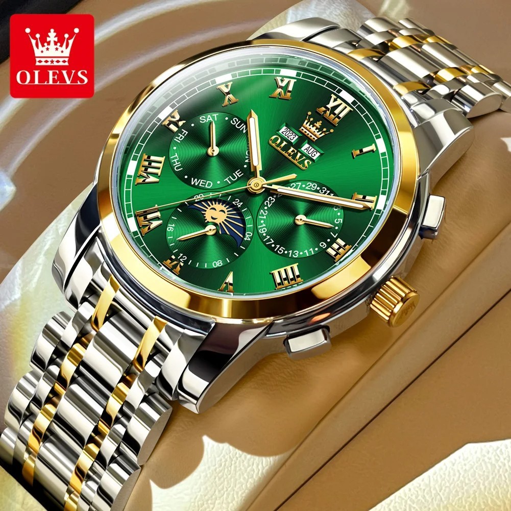 Automatic Mechanical Waterproof Watch Moon Phase Luxury Dial Men’s Men Strap