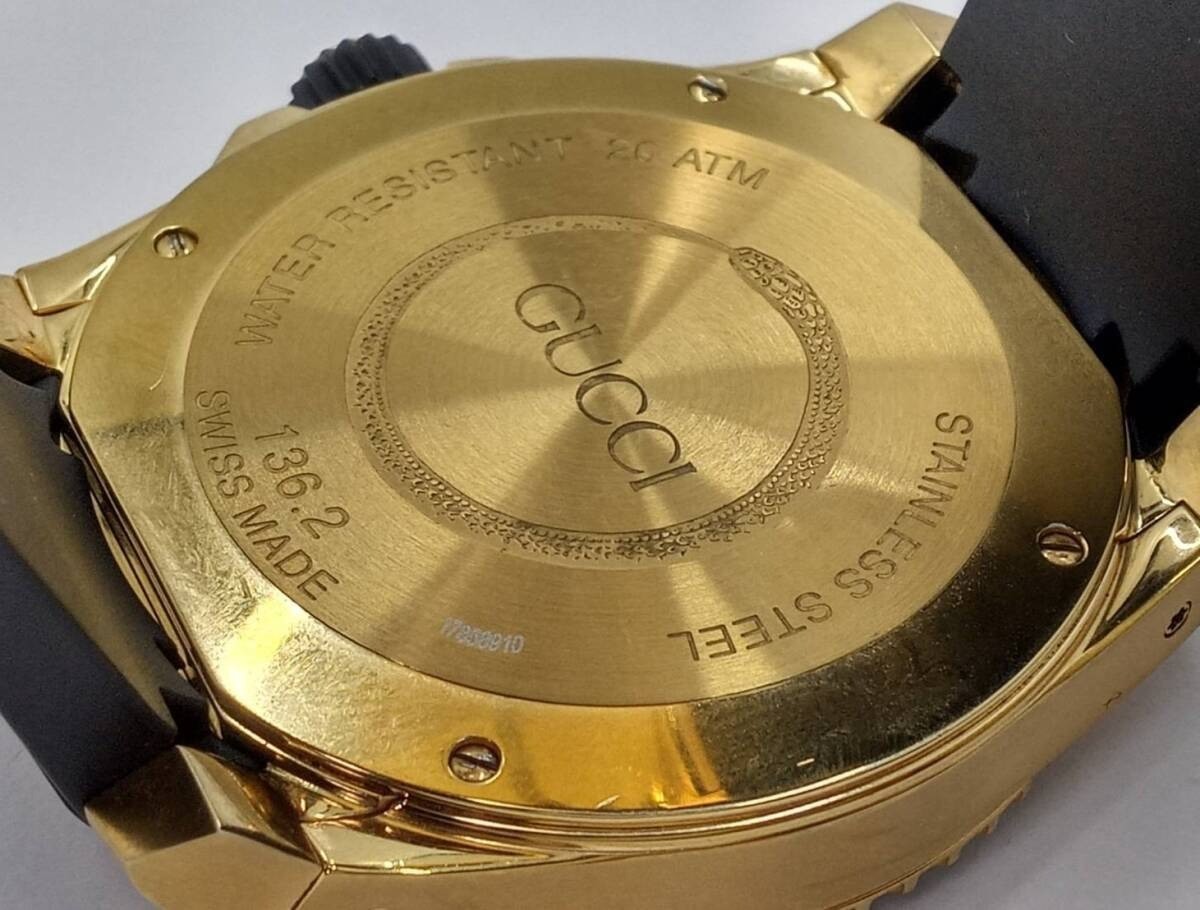 Gucci Dive YA136219 136.2 Black Gold Snake Dial Quartz Men’s Watch