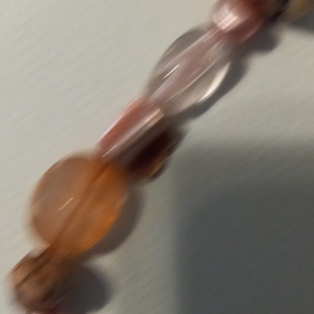 Pink Brown Glass Oval Beaded Necklace Cable Chain, Adjustable Extender Lobster