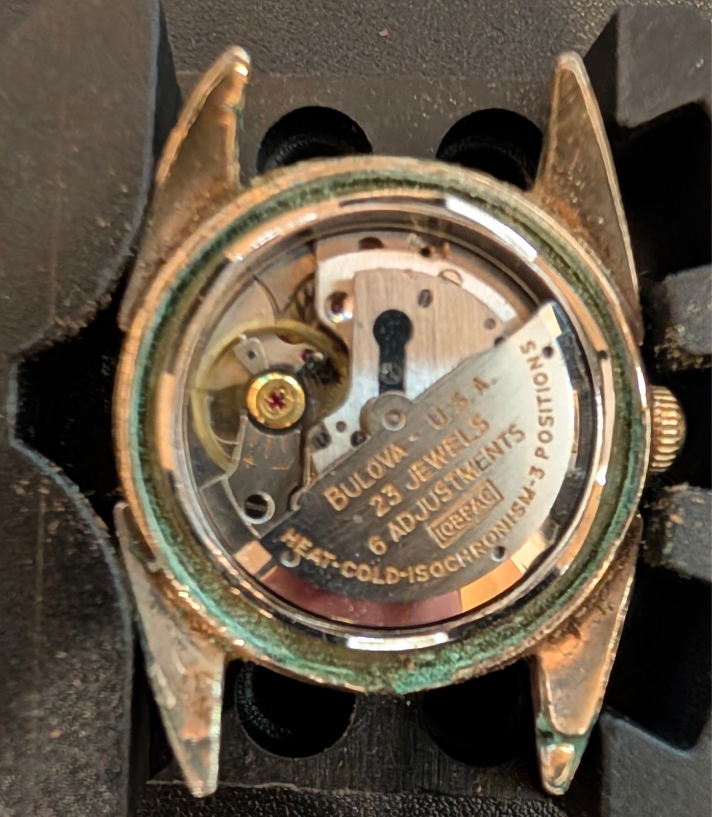 Vintage 1950s Bulova 23 Jewels Automatic RUNNING Sunburst Radial Dial 10k RGP