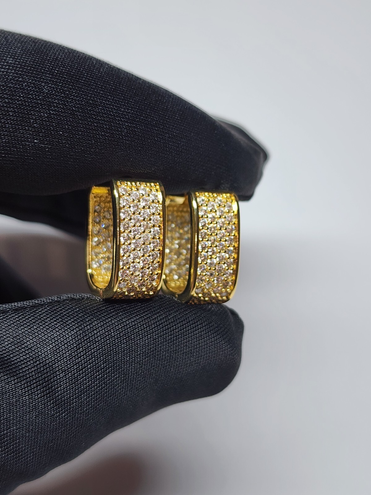 Gold Plated Hoop Earrings With Cubic Zirconia Unisex Hip Hop Jewelry For Women