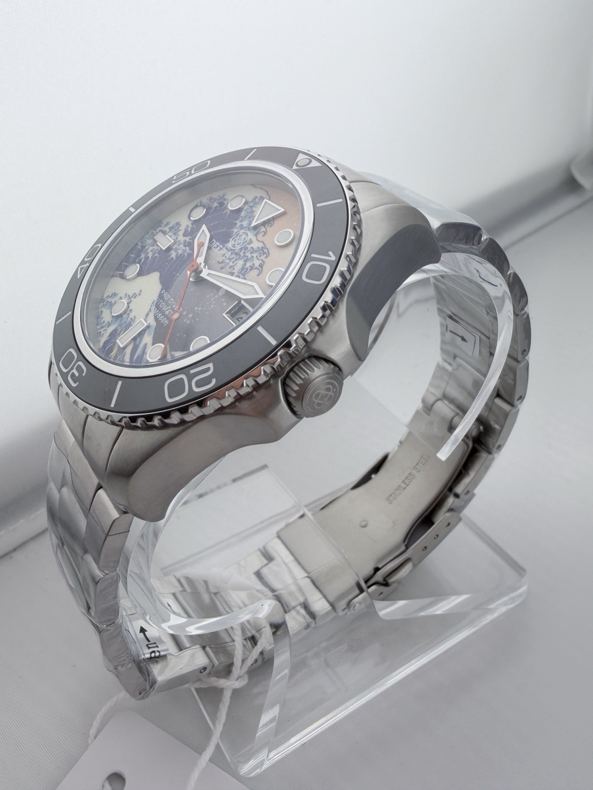 NEW Deep Blue Pro Diver Great Wave Dial Auto 200M Sapphire Full Kit #0177