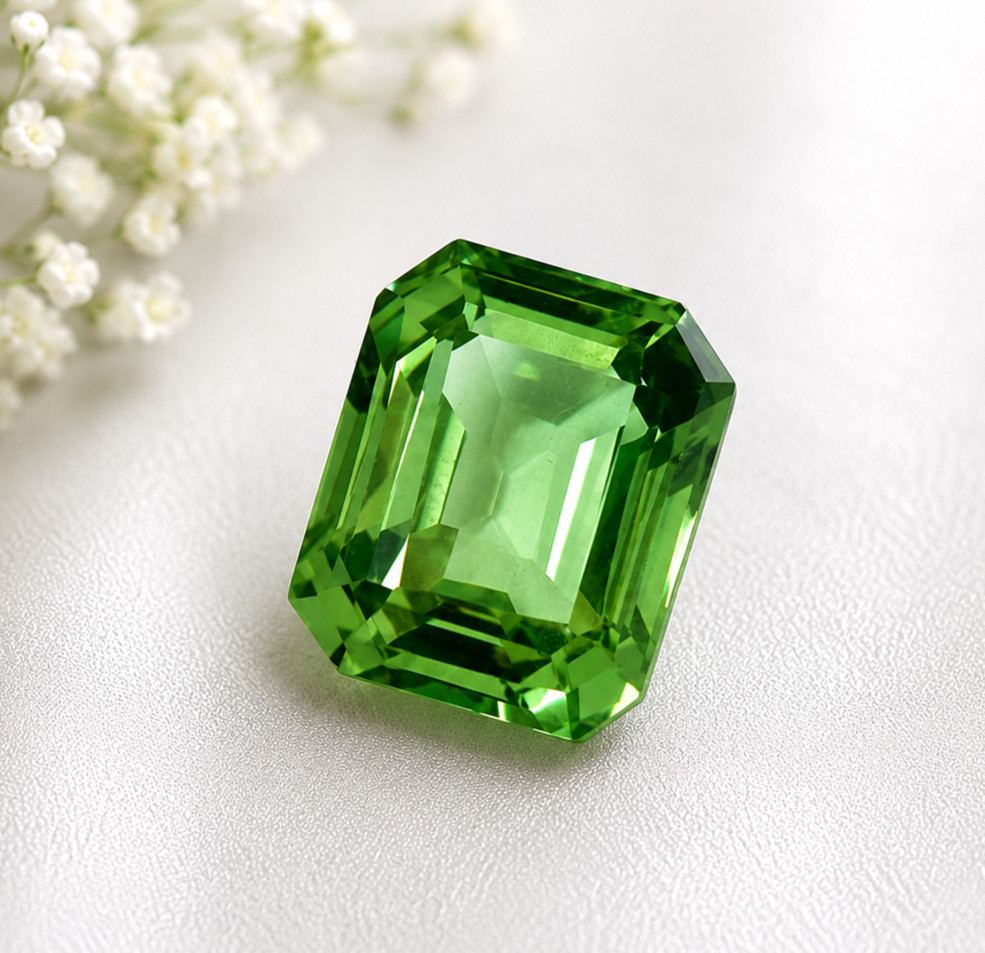 8CT Brazilian Natural Rich Olive Green Tourmaline Emerald Cut Loose Gemstone