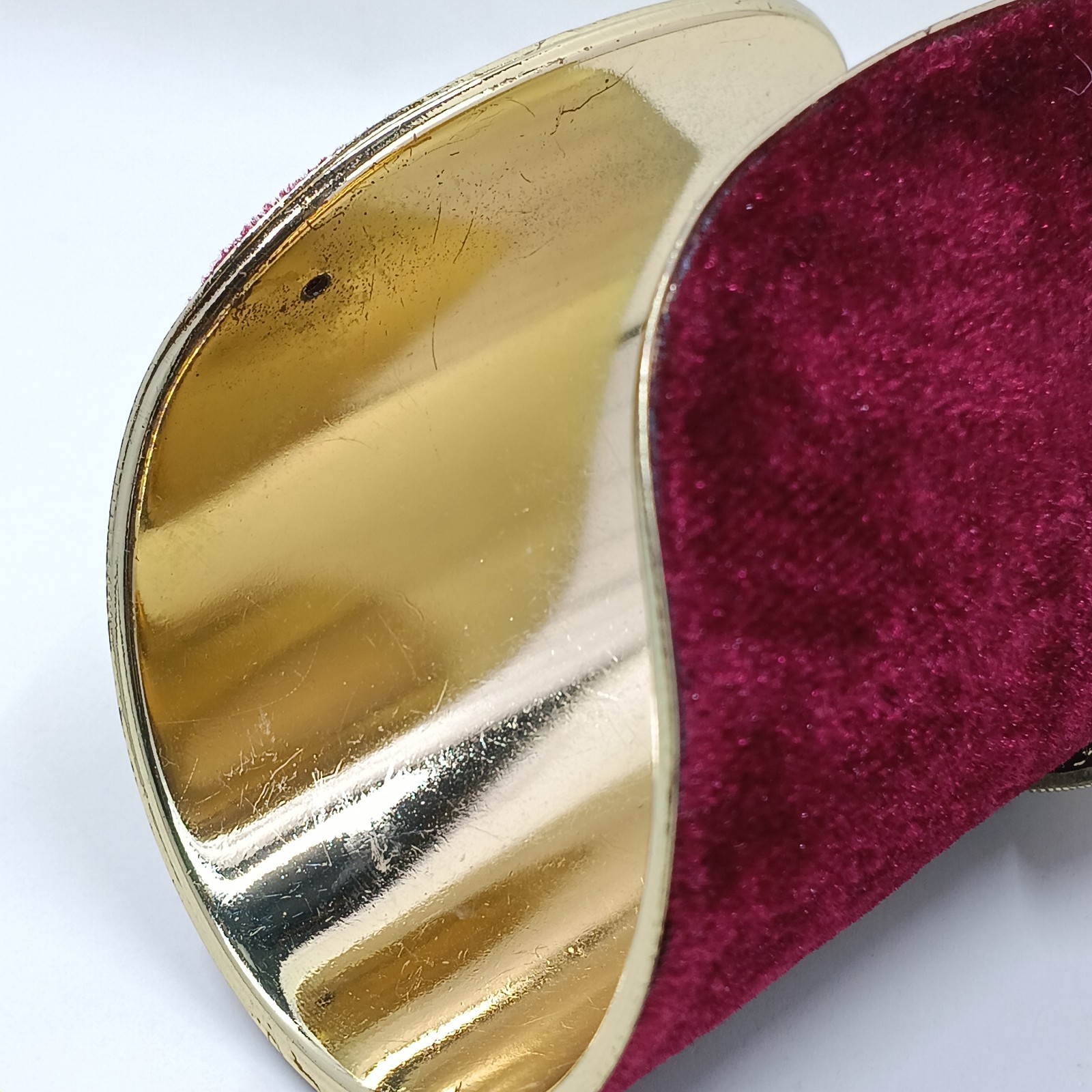 Vintange Cross Cuff Bracelet Red Velvet Gold Tone Black Rhinestones