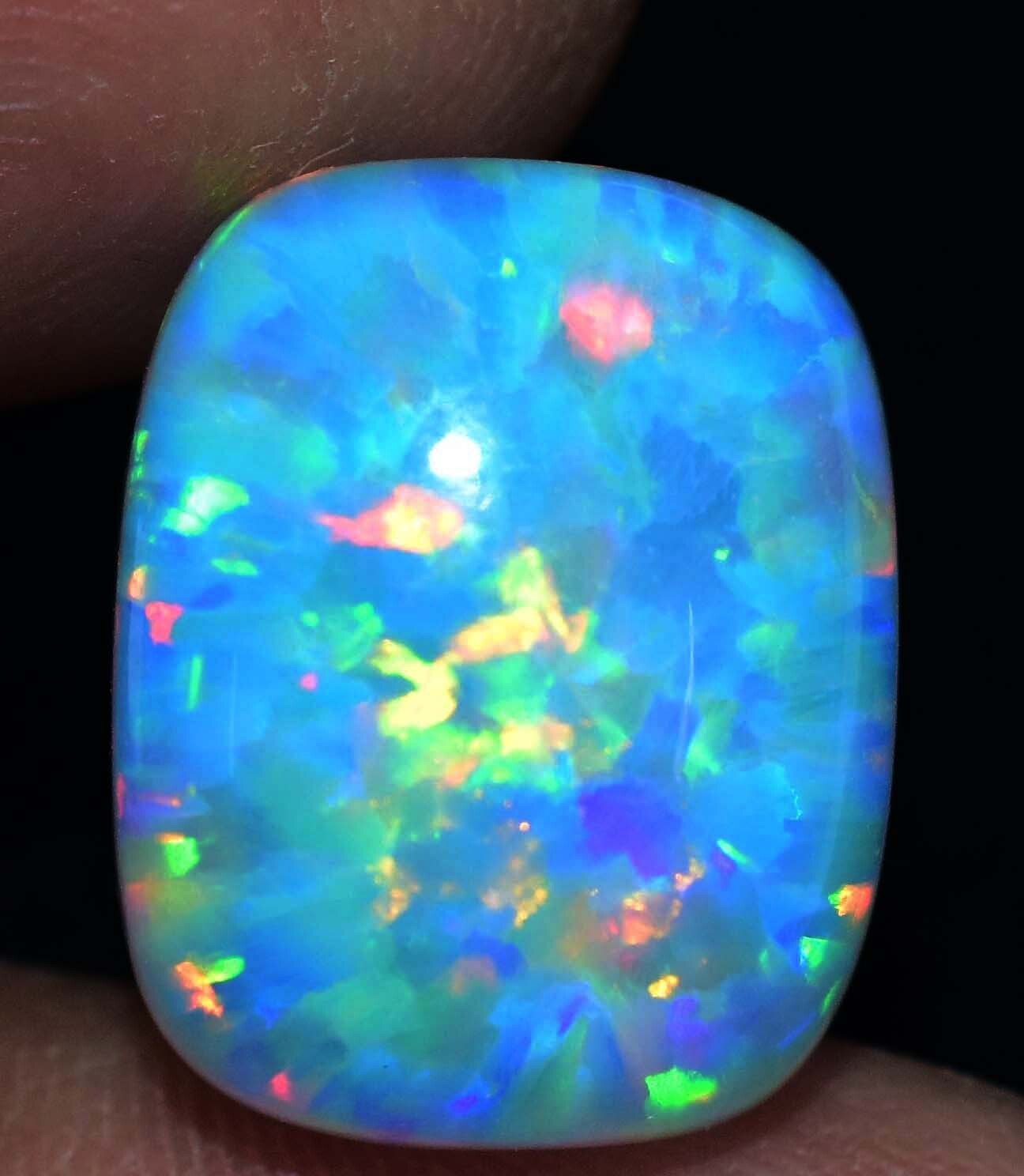 Natural Ethiopian Fire Opal 12.15CT Certified Play Of Color 16 X 11 MM Gemstone