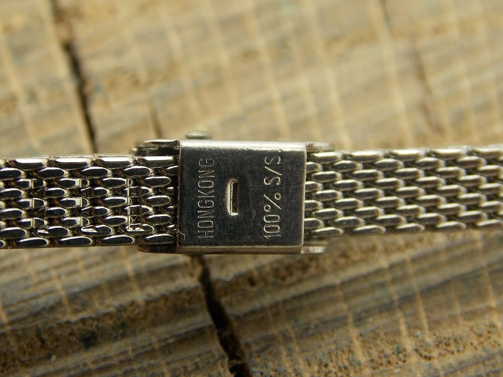 Vintage Watch Band NOS Unused Stainless Steel Mesh Sliding Clasp C-Ring Ladies
