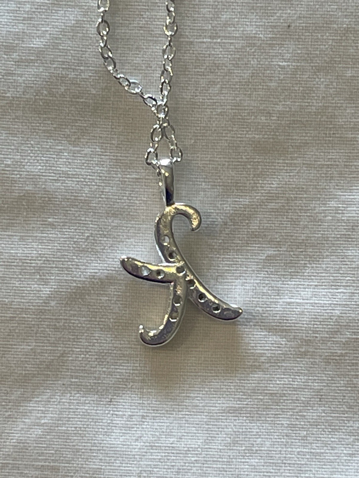 925 Sterling Silver Initial Necklaces For Women K Letter, 18 Inch Cable Chain