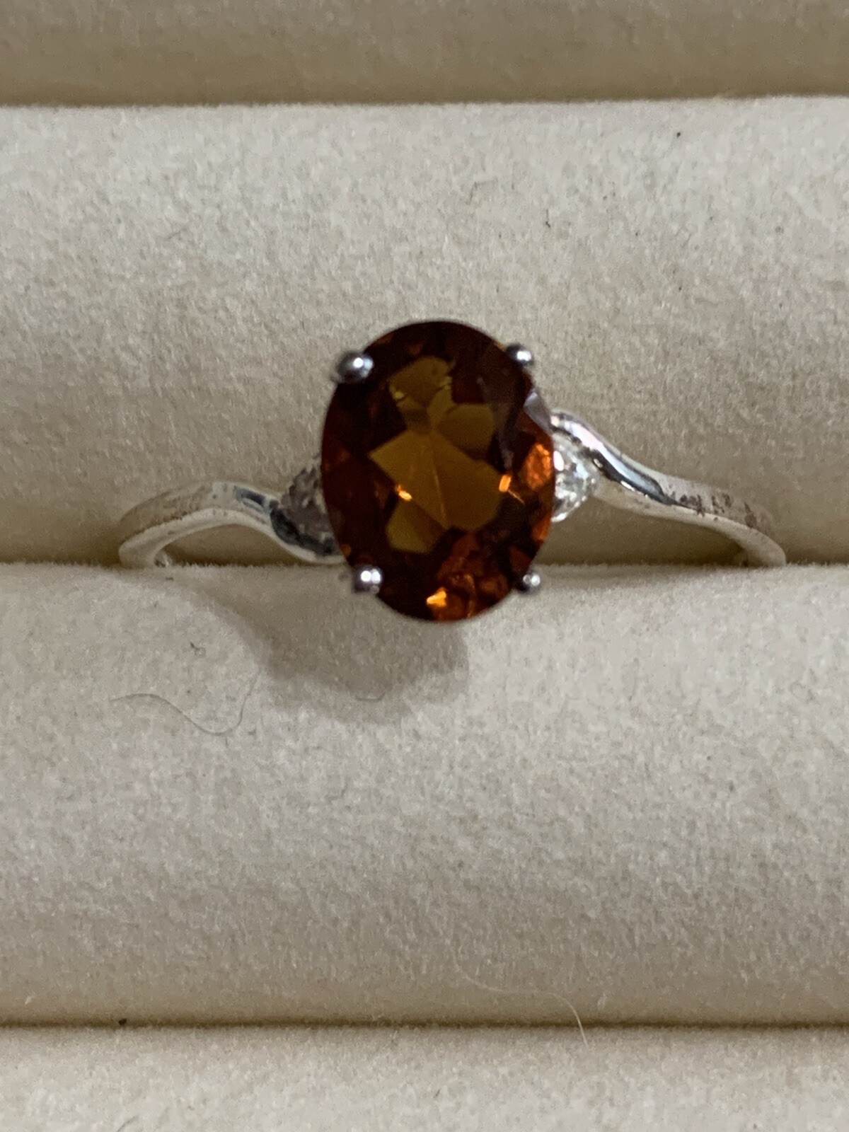 New-Madeira Citrine Combodian Zicron sterling Silver Ring- Sz.11
