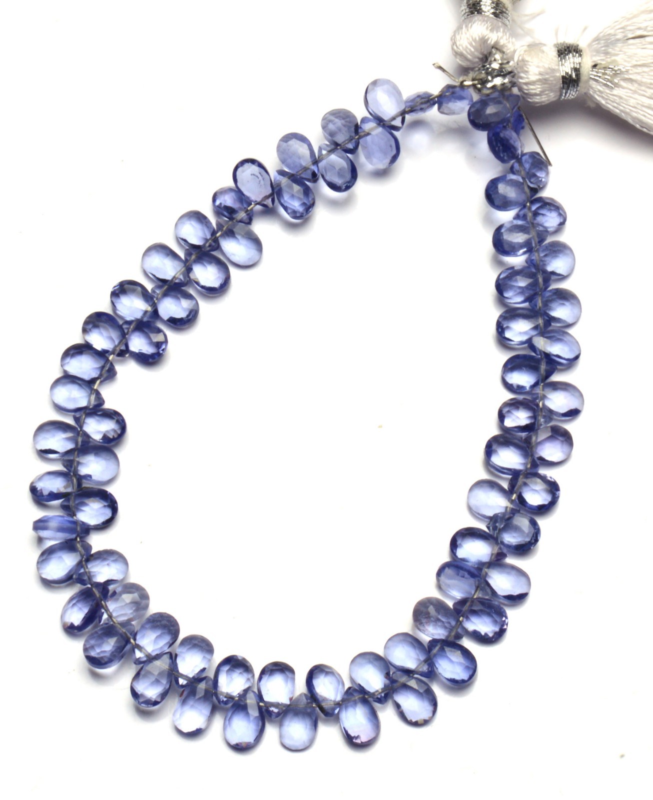 Iolite Color Quartz 5x3MM Approx. Faceted Pear Shape Briolette Beads 6″ Strand