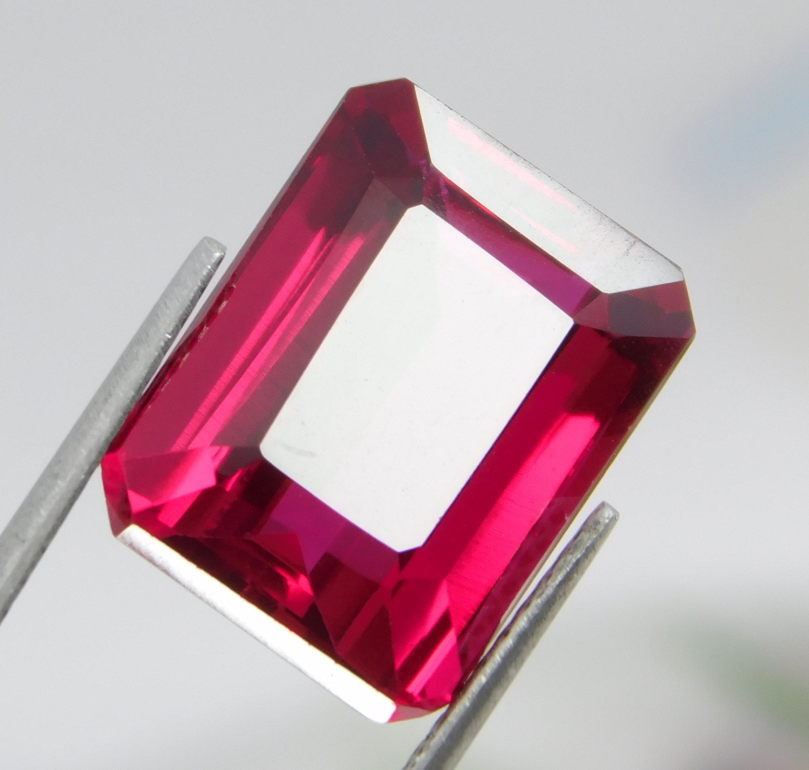 Certified 11.70 Ct Natural Mozambique Red Ruby Stunning Emerald Cut Gemstone