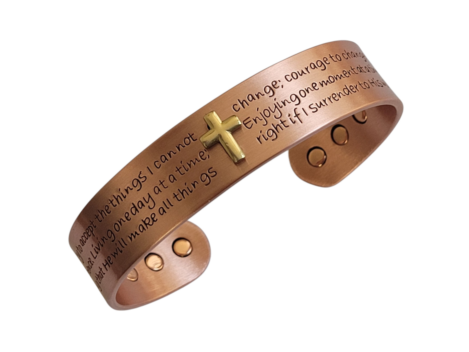 Cross Prayers Pure Copper Magnetic Bracelet Arthritis Pain Therapy Energy Cuff