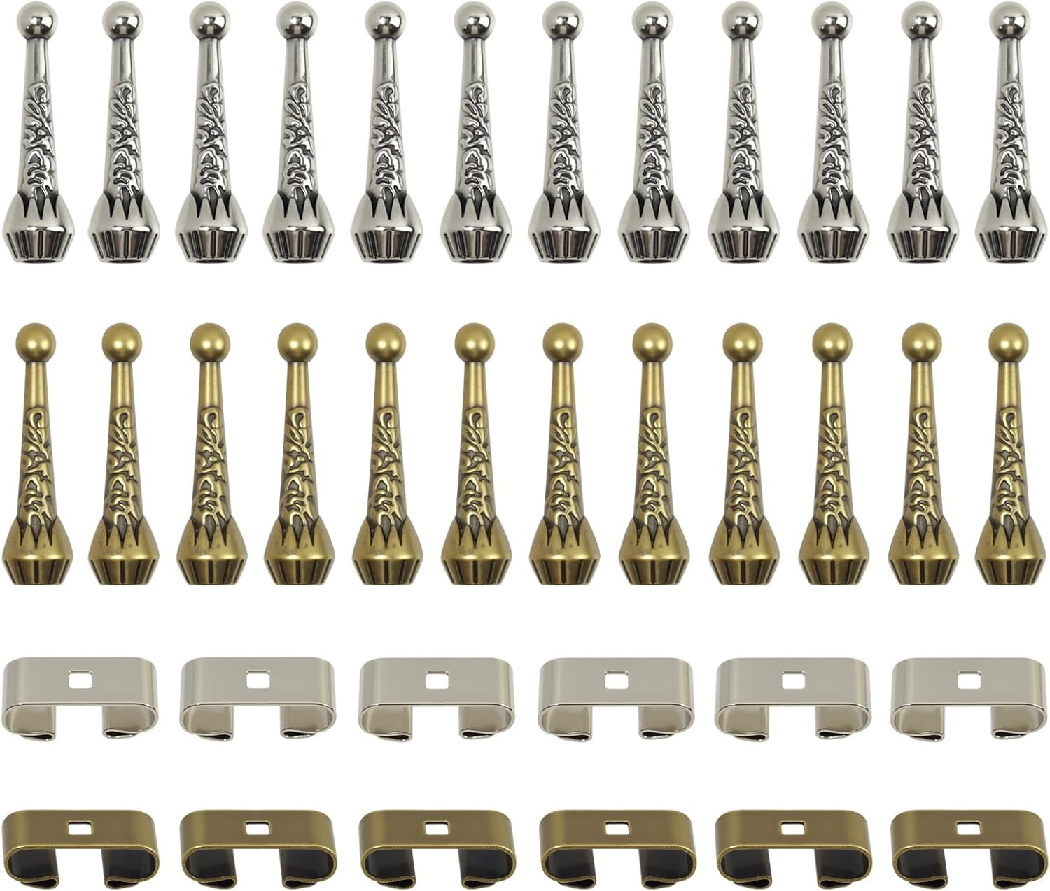 Bolo Tie Findings Kit – 36 Pieces with Silver & Bronze Tips and Slides