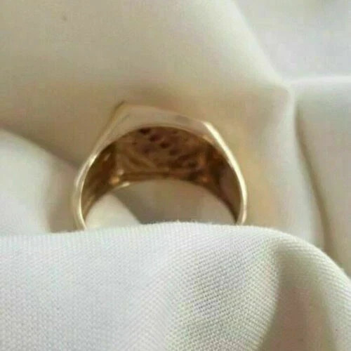 Men’s Lab Created Princess Cut Ruby Diamond Ring 14k Yellow Gold Plated Silver