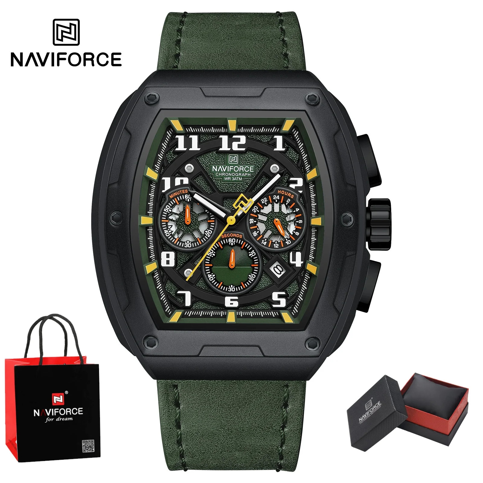 NAVIFORCE Business Quartz Wristwatch for Man Water Resistant Chronograph Popular