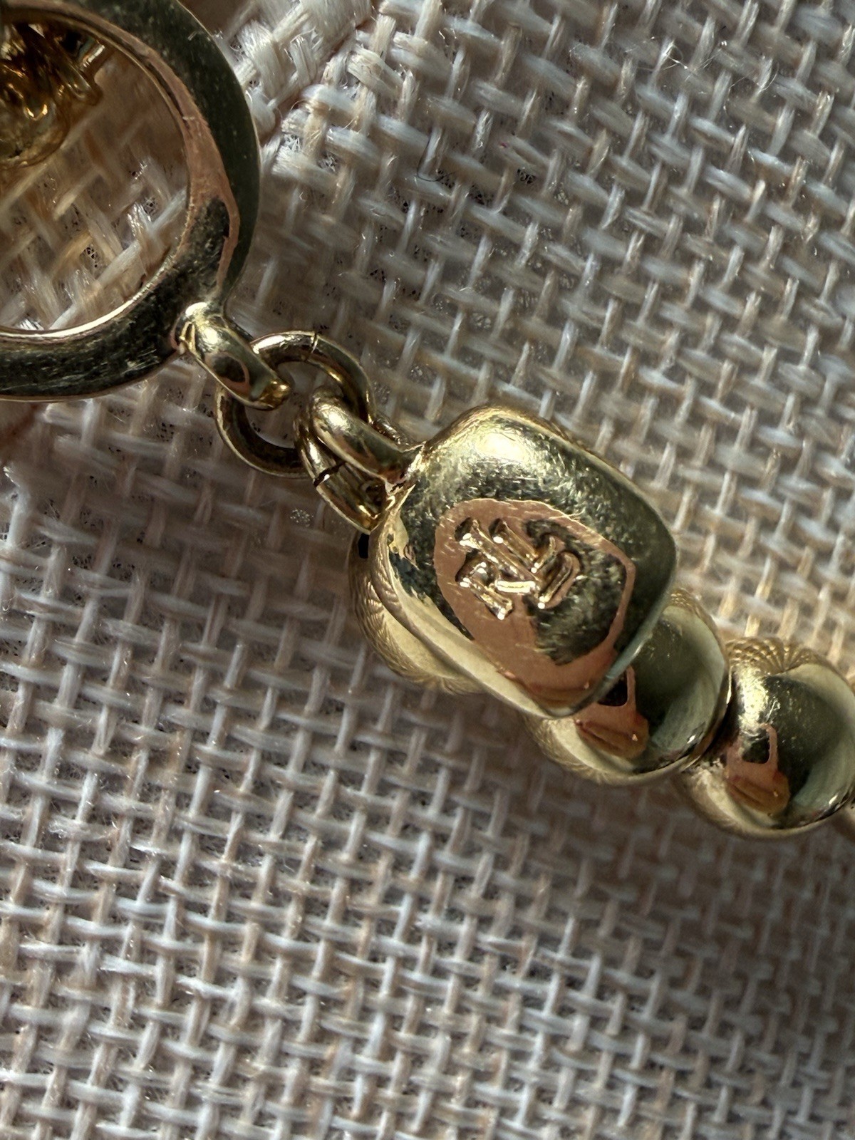 Lauren Ralph Lauren RL Gold Tone Ball Bead Toggle Necklace Classic Statement 18”