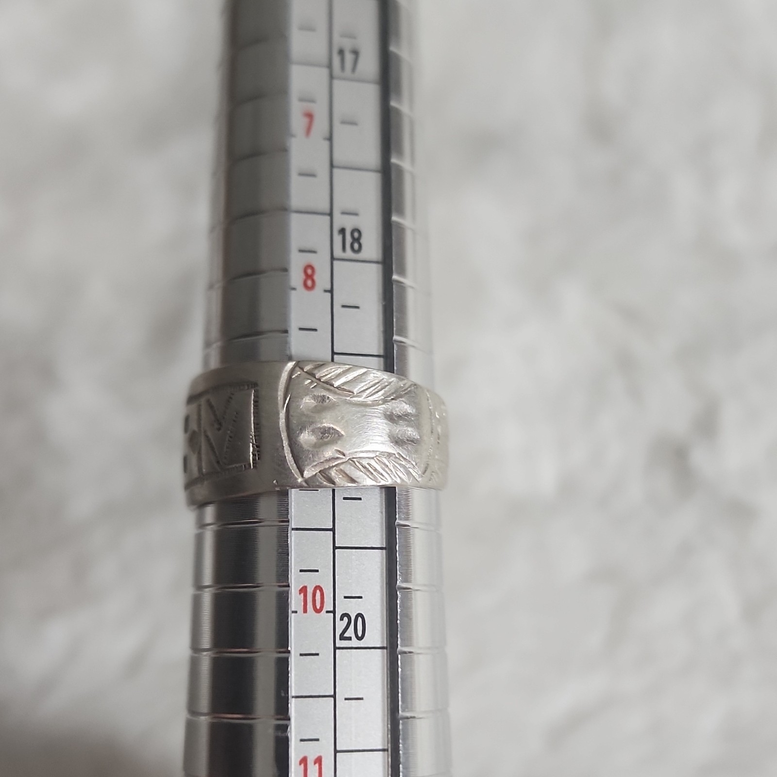 Sterling Silver 925 Geometric Pattern Band Ring, No Stone, Size 9