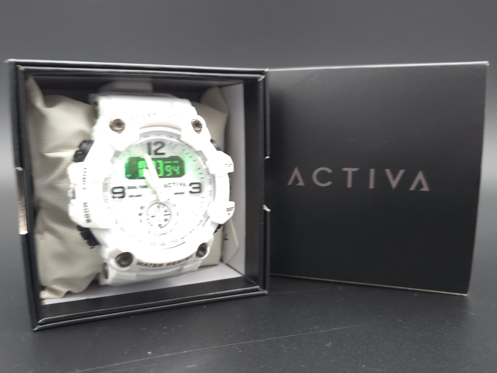 Activa ACW1637-005 Men’s Sport Watch White Analog Digital Dual Time NEW in Box