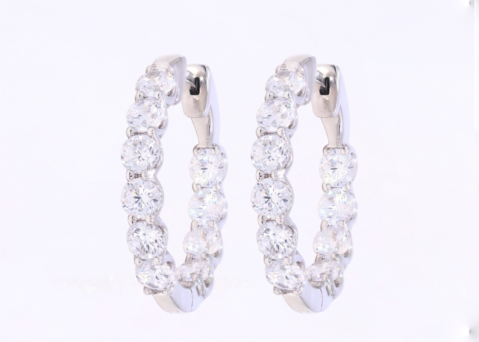 Ananta Jewels 2.00Ct Round Cut Moissanite Hoop Earrings 925 Silver for Women
