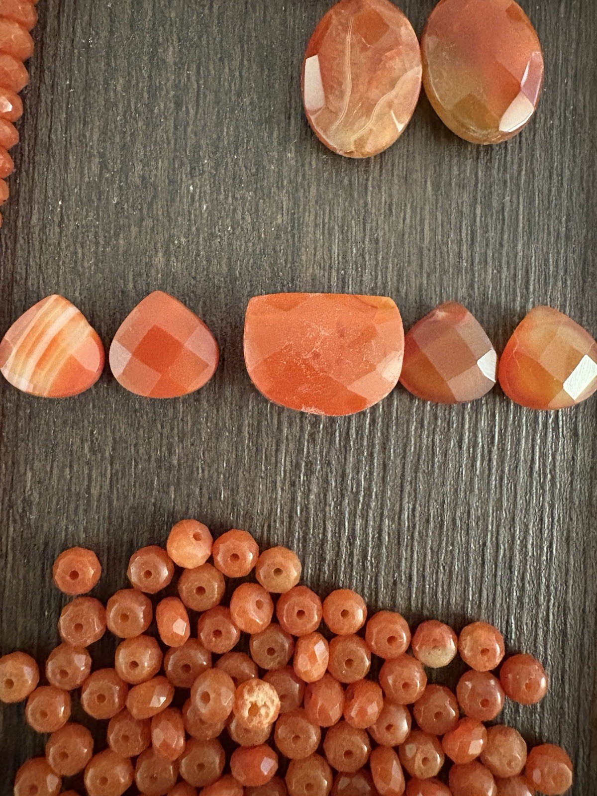 LOT Of Mixed Carnelian Red Aventurine Faceted Roundelle Stones Beads Read Info
