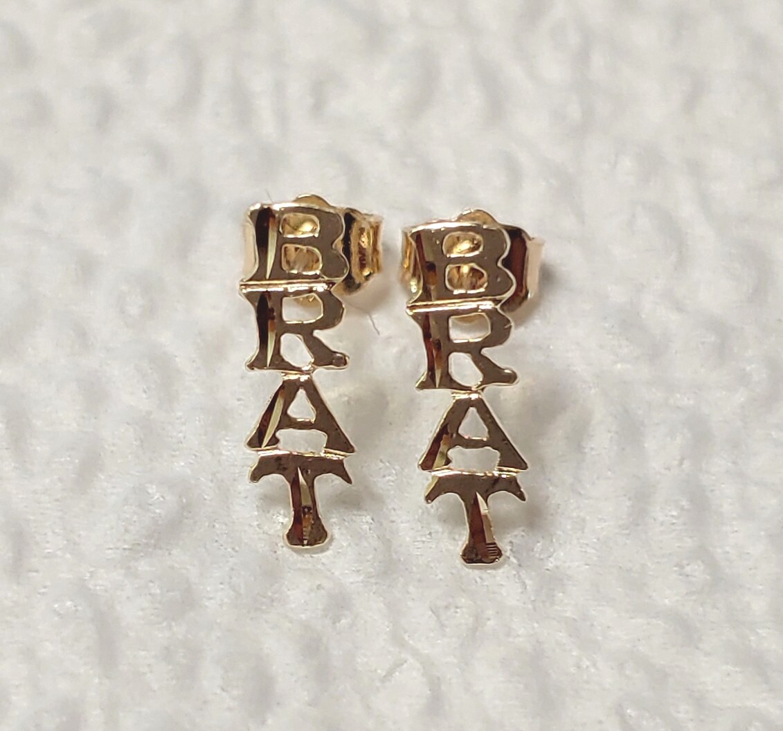 New 14k Yellow Gold Brat Earrings