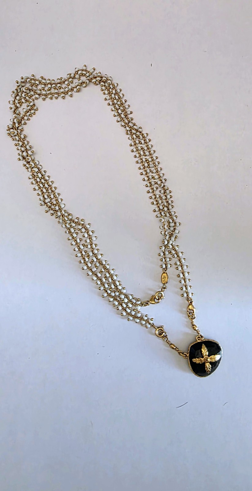 GAS Bijoux mother-of-pearl necklace gold plated black quartz pendant