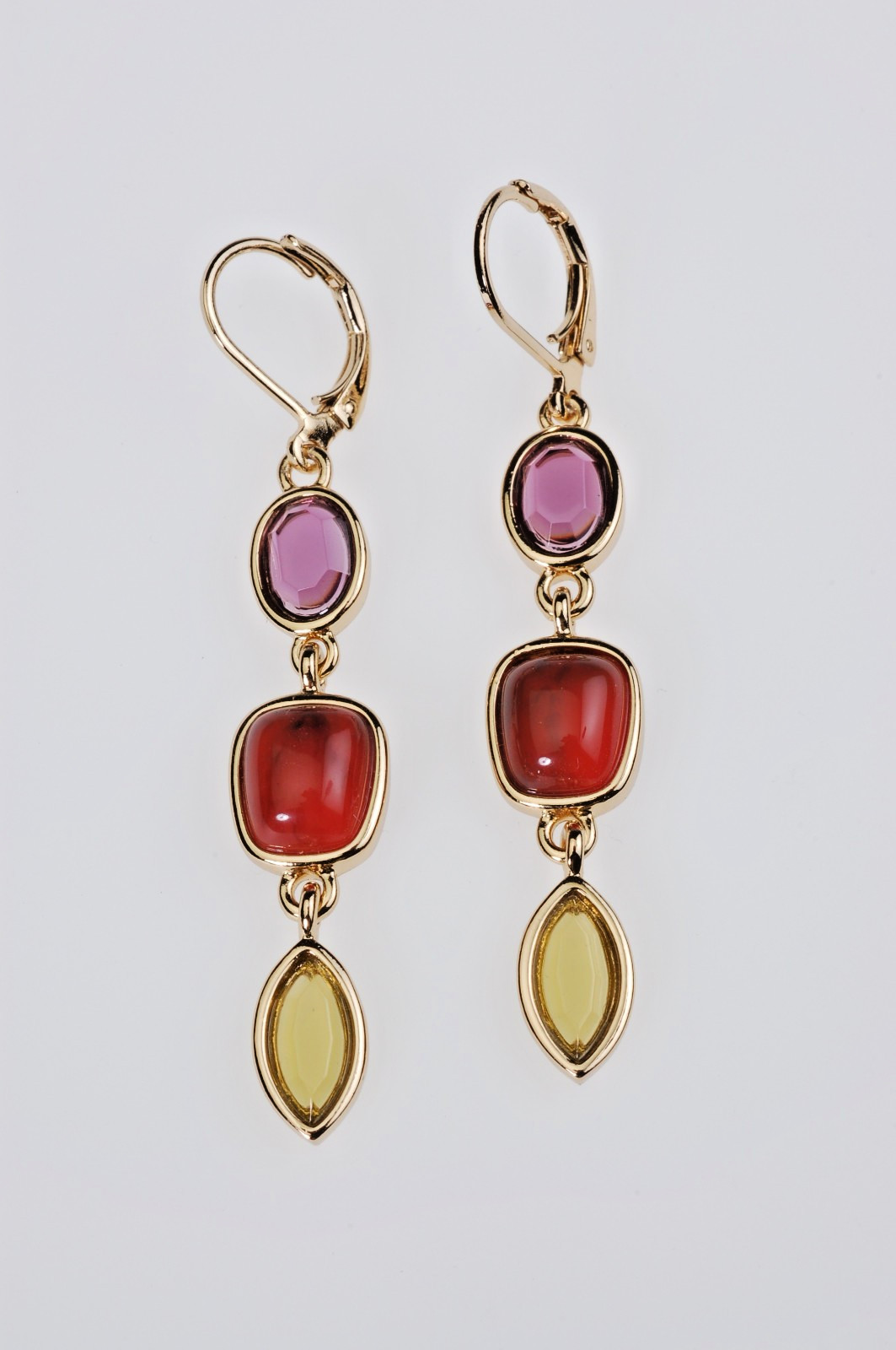 Cassy Gold-Plated Earthy Tone Dagling Earrings. Lead free and Nickel free
