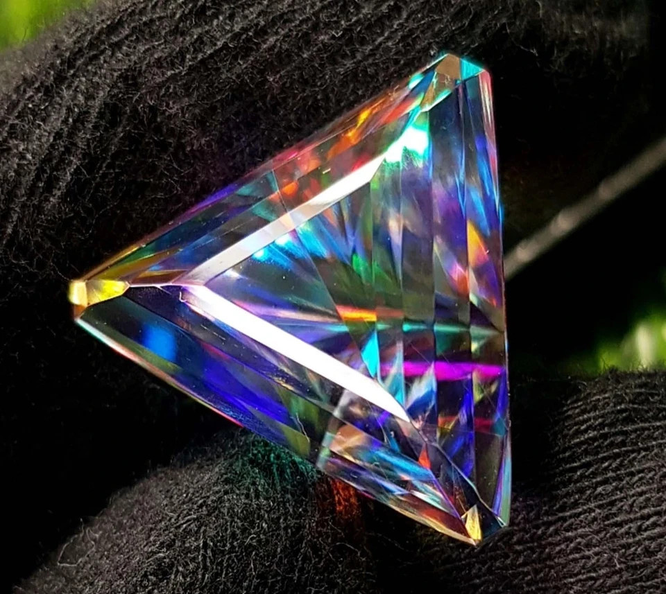 Certified Trillion Cut 102 Ct Natural Rainbow Color Mystic Topaz Loose Gemstone