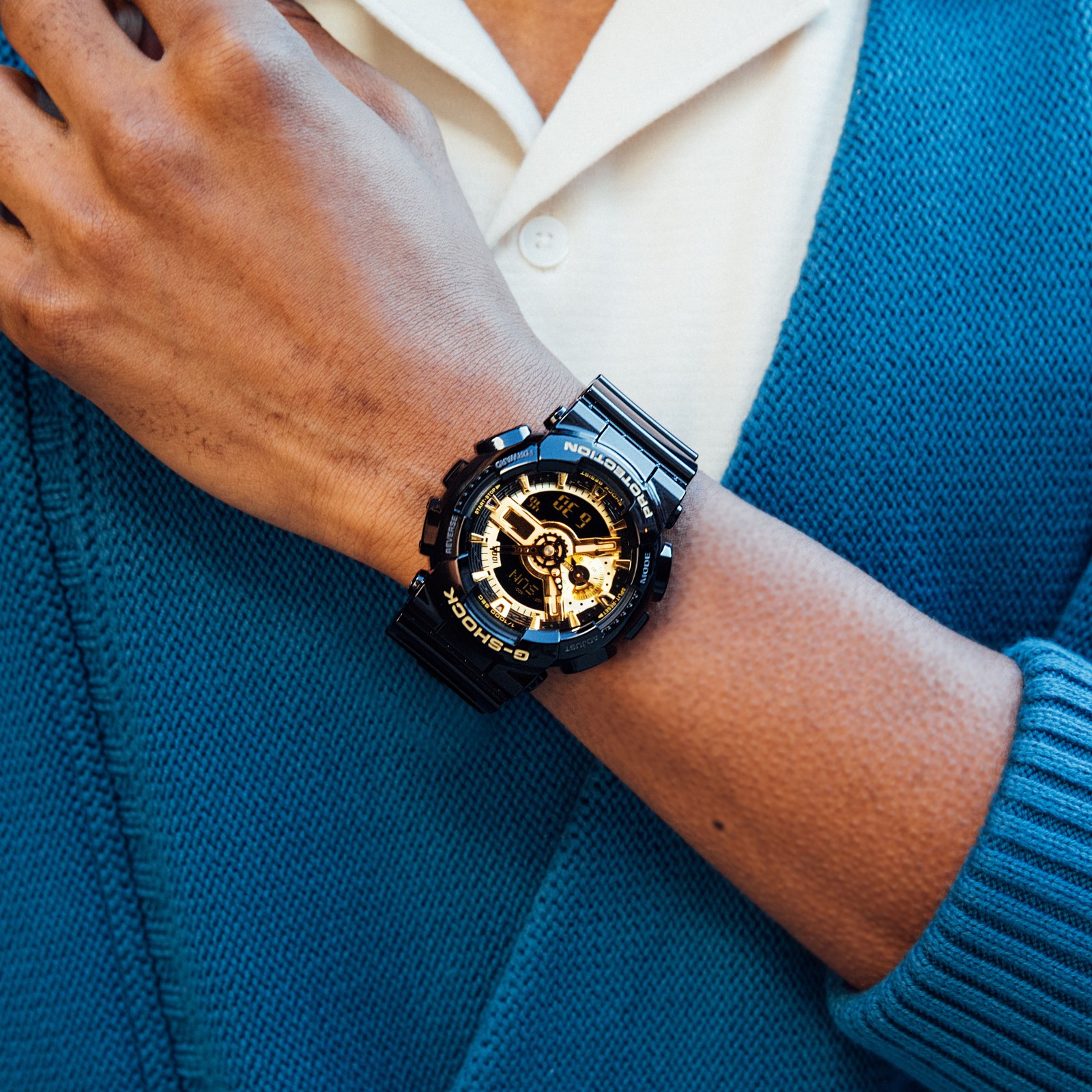 Casio G-Shock GA110GB-1A Black & Gold Resin Digital Analog GA-110 Series Watch