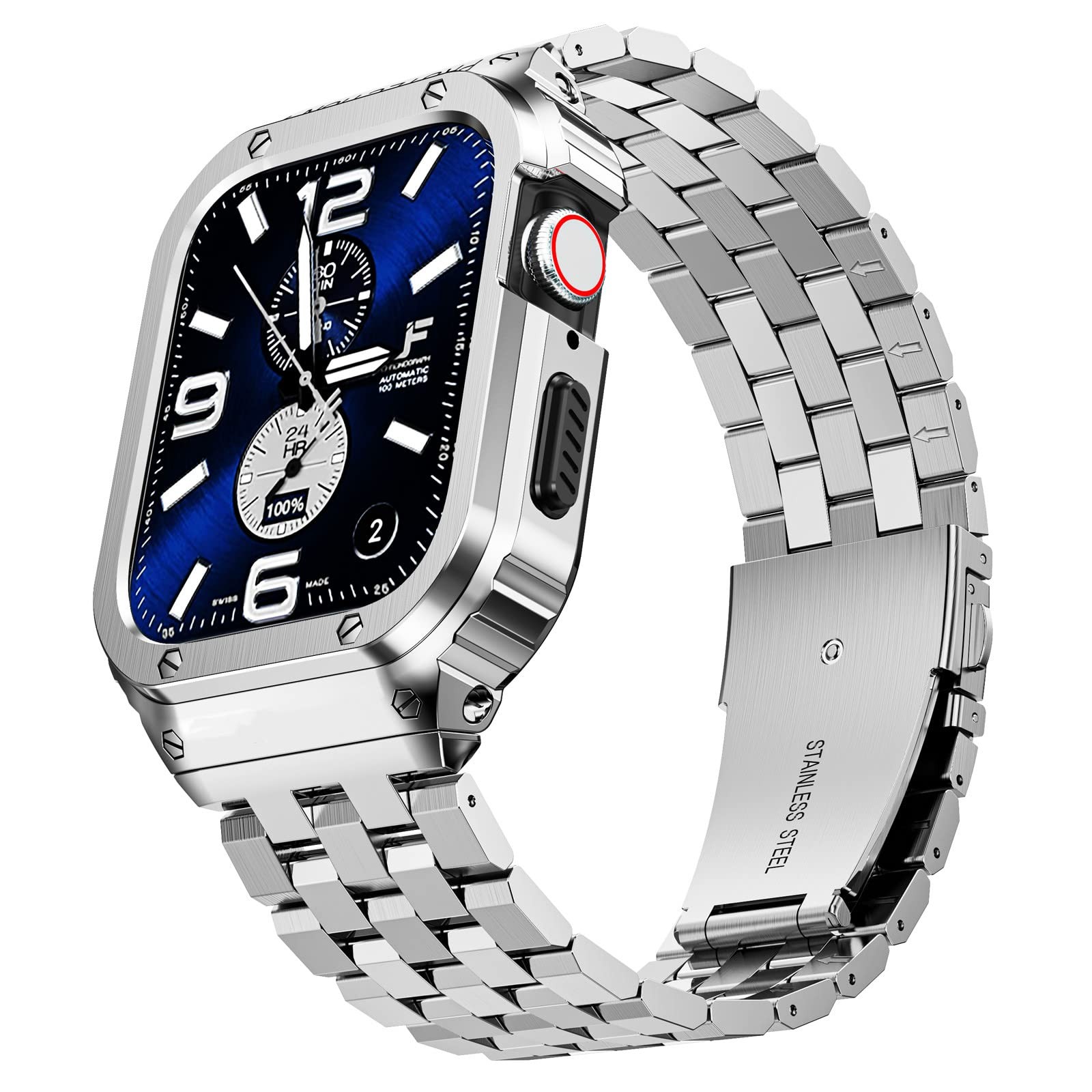 SUPLINK Stainless Steel Case and Band Compatible with Apple Watch Bands for M…