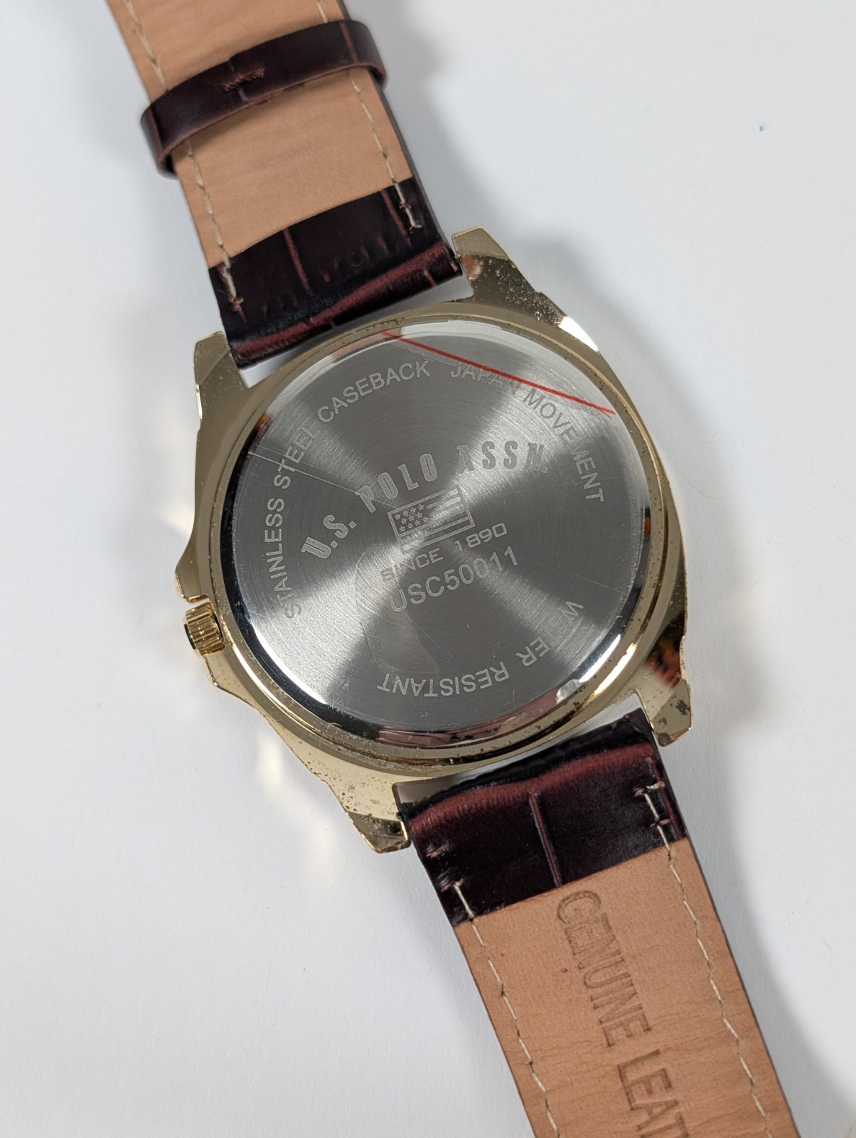 U.S Polo Assn. USC50011 Watch Brown Leather Strap 41mm NEW BATTERY