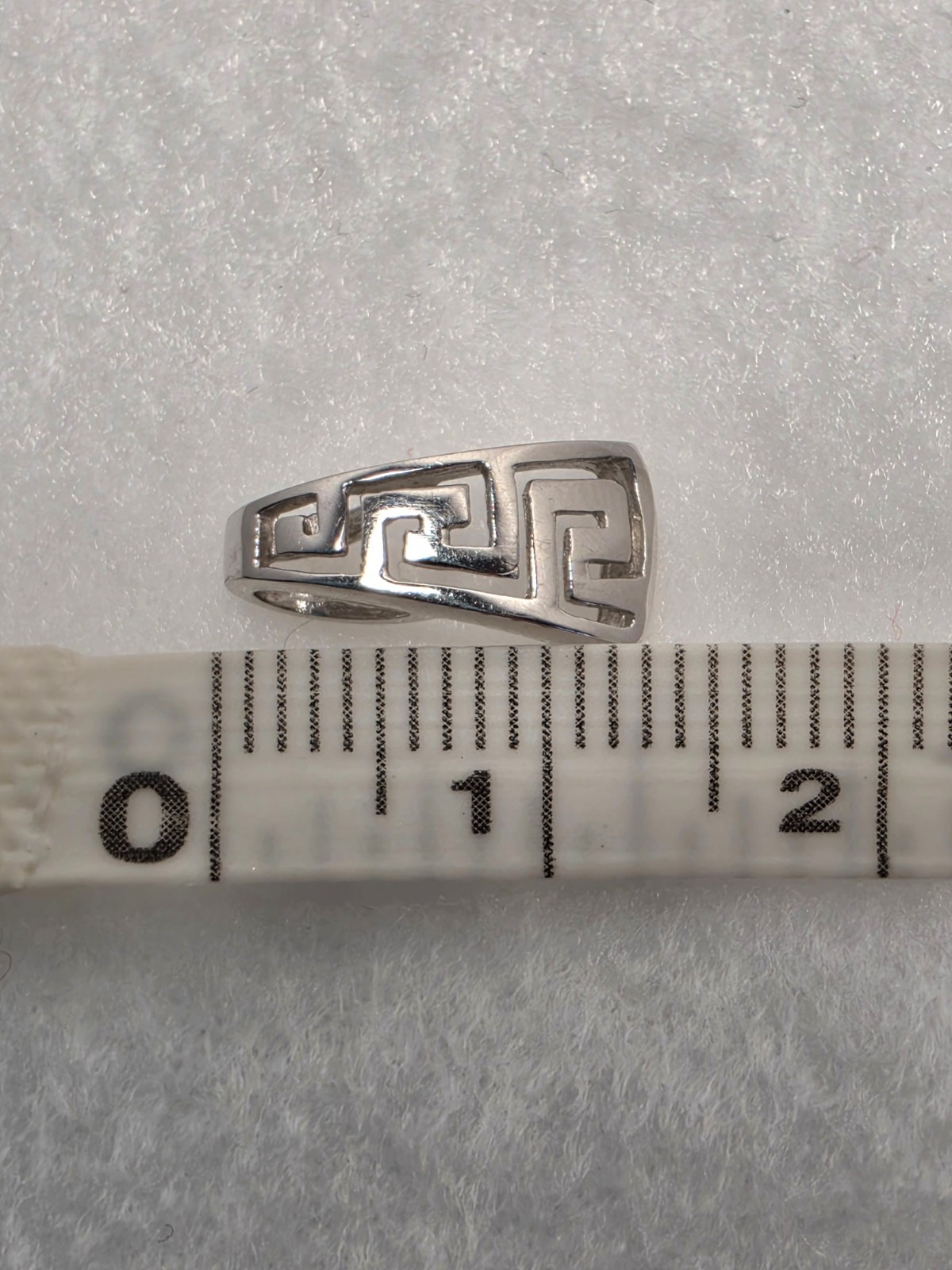 14k White Gold Dainty Greek Key Design Minimalistic Pendant 13mm long no chain