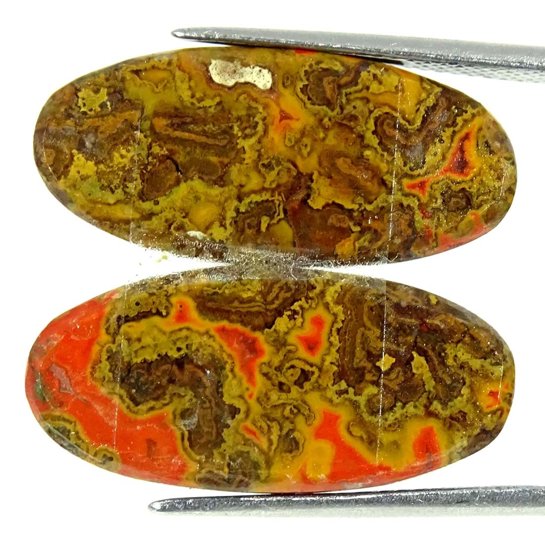 13.90Cts Natural Moroccan Seam Agate Pair Oval Cabochon Loose Gemstone