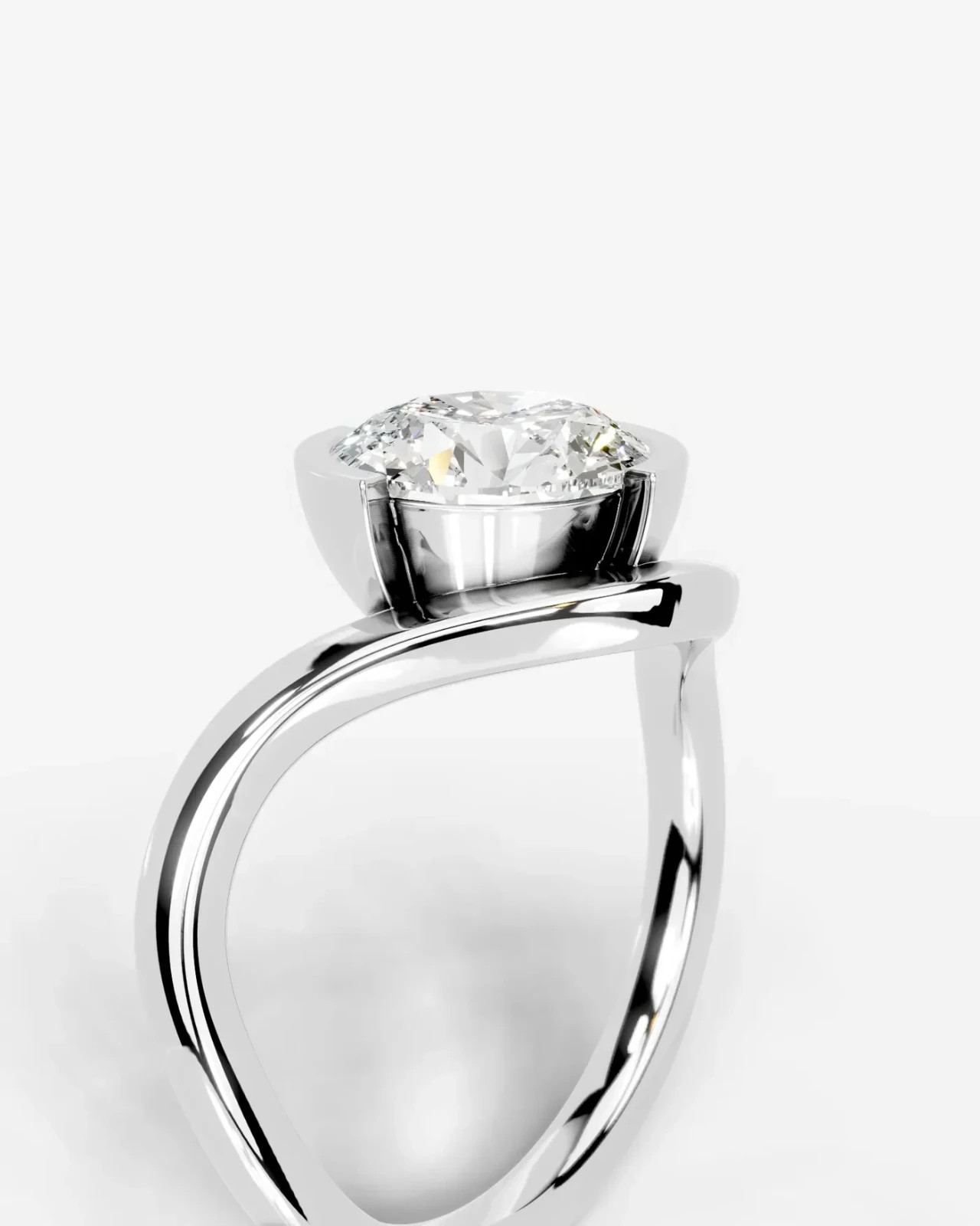 1–5 CT Round Lab Grown Diamond Semi Bezel Twist Band Engagement Ring 14K Gold